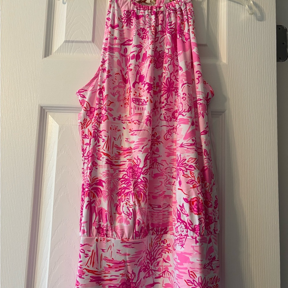 Lilly Pulitzer Pink & Fuchsia Floral Halter Dress
